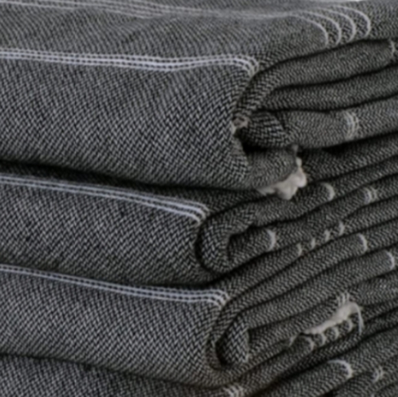 Quick Dry Beach Towel Turkish Cotton Peshtemal Black White Stripe Sarong Spa - Picture 2 of 7